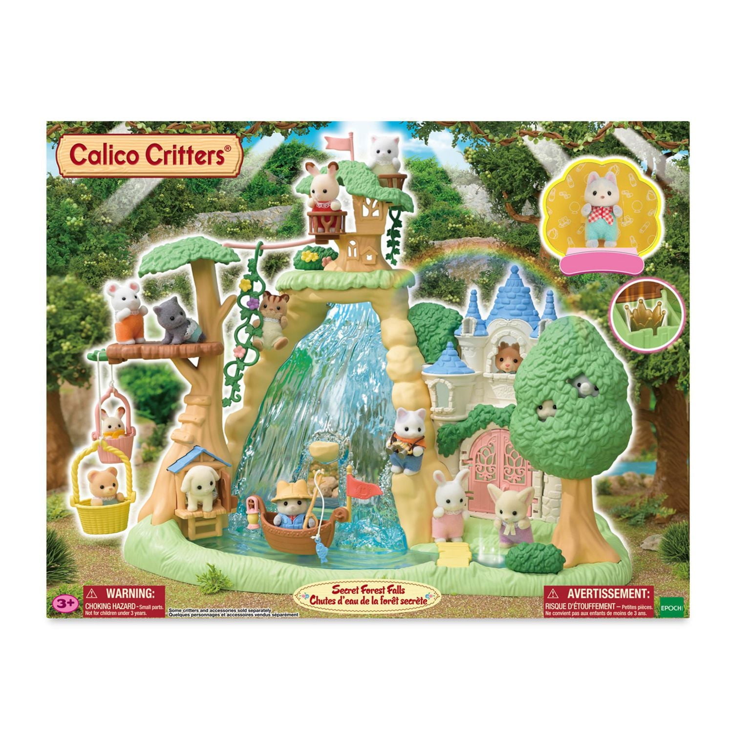 Calico Critters Secret Forest Falls, ensemble de jeu pour maison de poupée avec figurine et accessoires