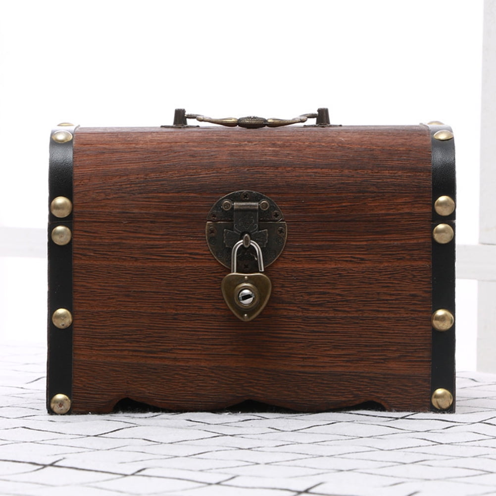 Hucha De Madera Vintage Con Cerradura - Cofre Decorativo Para Ahorros O Recuerdos, 14.5x10x10.5 Cm