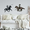 thumbnail image 2 of Medieval Knights Jousting for Living Room Vinyl Wall Decal - Knights in Shining Armor on a Horseback Fighting Each Other for Kid's Bedroom Wall Decoration - Knight with Shield and Sword on Black and B, 2 of 5