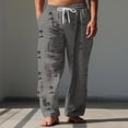 thumbnail image 1 of Pantalones largos para hombre, cintura elástica, transpirables, cómodos, suaves, informales, de playa, de poliéster., 1 of 5