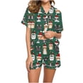 thumbnail image 7 of VBTAPA Womens Christmas Pajama Shorts Set Plaid Xmas Tree Printed Short Sleeve Button Down Shirts and Shorts Matching Lounge Pj Sets Holiday Sleepwear Multicolor#23 XXL, 7 of 7