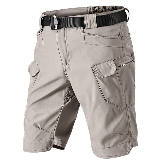 Zimjoy 2026 Summer Tactical Work Shorts for Men Wear Resistant Multi Pockets Outdoor Hiking Shorts (No Belt), Khaki L