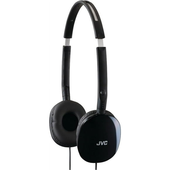 JVC - Auriculares intrauditivos planos y plegables, coloridos, planos, negros, con enchufe delgado para teléfono chapado en oro de 3,94 pies HAS160B