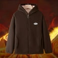 thumbnail image 2 of Hueook Fleece Jacket Women Fashion Solid Color Casual Zipper Stand Sports Fleece Long Sleeved Long Sleeve Hooded Casual Outwear Brown 5X, 2 of 6