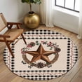 thumbnail image 2 of Non-Slip Rug Pad Rugs Western Star Pinecone Garland Round Area Rugs 8Ft Soft Carpet Pads for Living Room Kids Room, Vintage Black Buffalo Plaid, 2 of 9