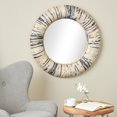 thumbnail image 2 of DecMode Coastal Round Dried Rope Design Wood Wall Mirror, 35"W x 35"H with Gray/Cream Textured Finish, 2 of 13