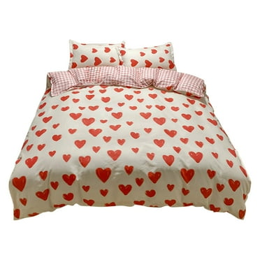 Qocolhg Queen Bed Sheets Set,4 Piece Bedding,Queen Comforter Set,Comfy Breathable & Cooling Sheets,All Season Luxury Soft Bedding,1 Duvet Cover,2 Pillowcases,1 Bed Sheets,Clearance,Red