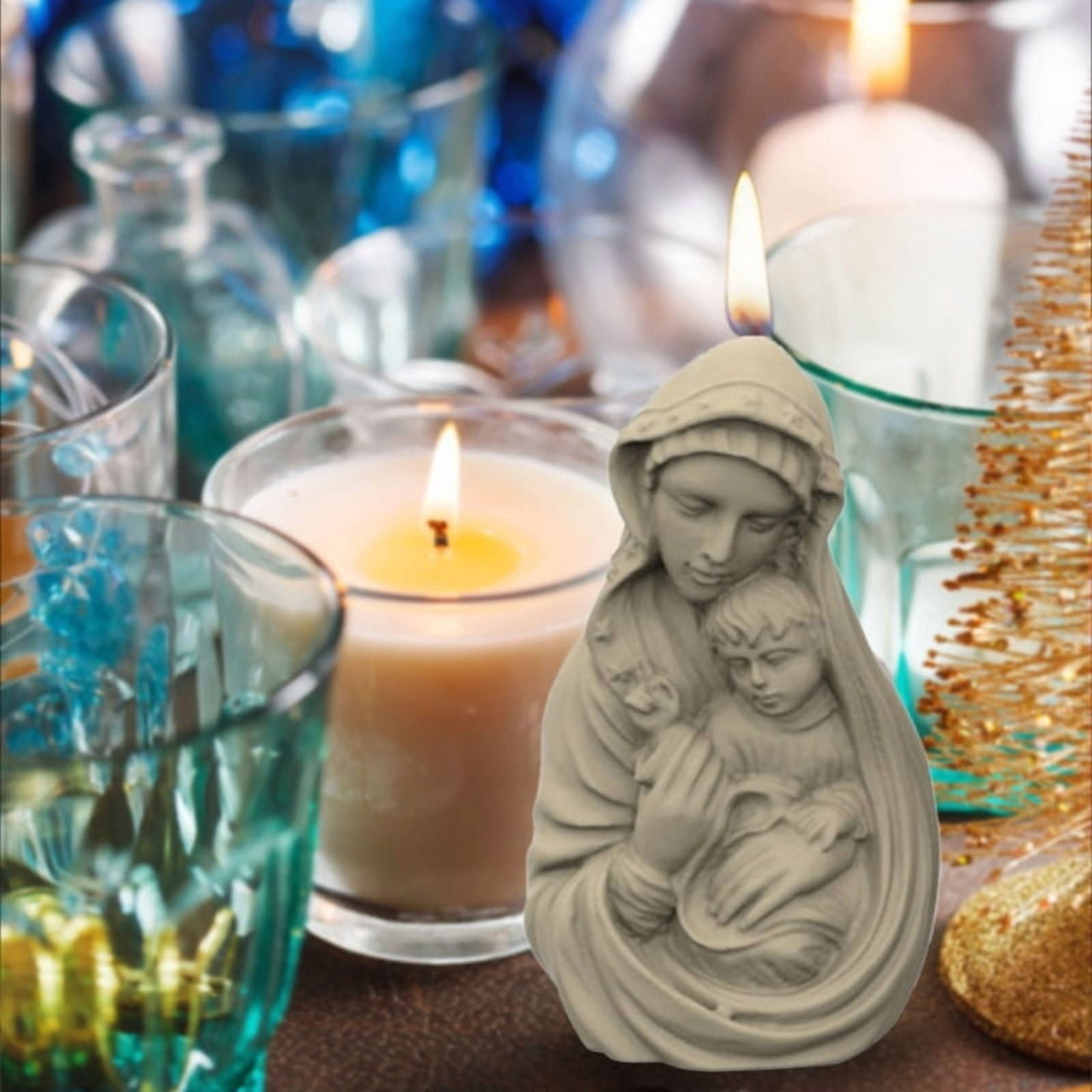 Epoxy Handmade Soap Mold Mary Holds Child Decor Candle Mold for DIY Decoration Making Soap Candle Melt Resin Clay