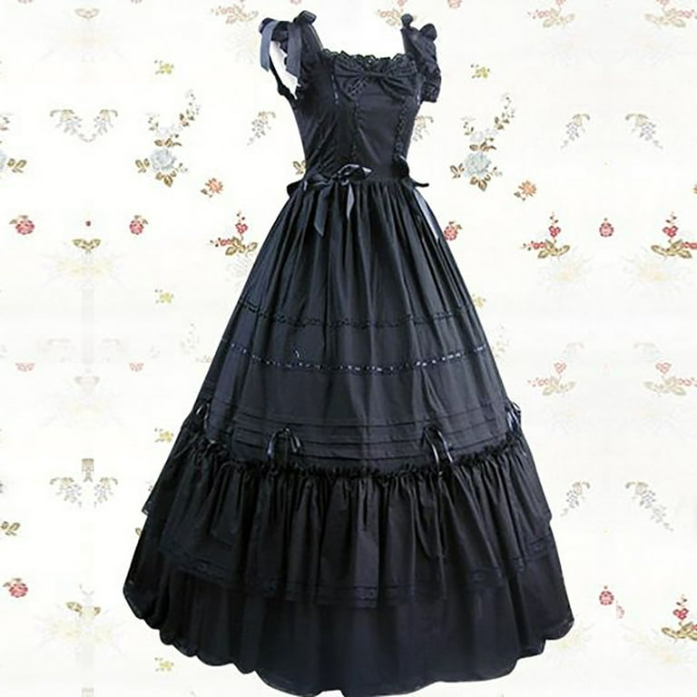 LEBONYARD Clearance Dresses for Women under $10,Women Gothic Dress,Ladies  Gothic Retro Halloween Short Sleeved Jumpsuit Court Dress Sleeveless V-neck  Dress Black M - Walmart.com