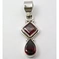 thumbnail image 2 of SilverStarJewel 925 Sterling Silver Cut Red Garnet 2 Stone Urban Style Pendant 1.3" Unisex, 2 of 3