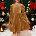 thumbnail image 4 of Miluxas Girl Dress for Girls Long Sleeve Dress Velvet Tutu Winter Holiday Princess Party Dresses Khaki 7-8 Years, 4 of 7
