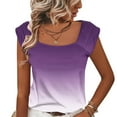 thumbnail image 2 of EINCcm Women's Square Neck Blouse Trendy Short Sleeve 2024 Summer Tunic Tshirts Casual Loose Fit Tops, 2 of 8