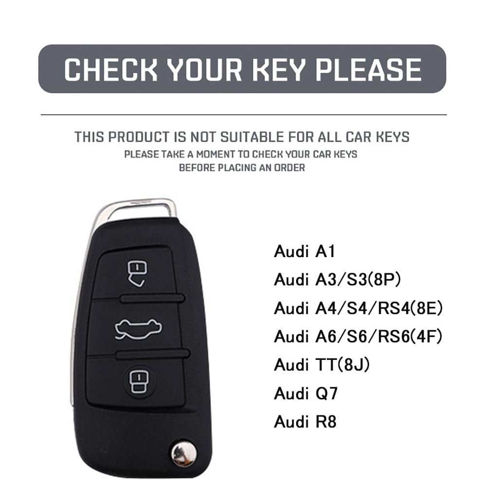 Audi Key Fob Cover Compatible With A1 A3 Q3 Q7 R8 A6L TT 3 Button Smart Remote Key Protector TPU Key Case Remote Key Holder