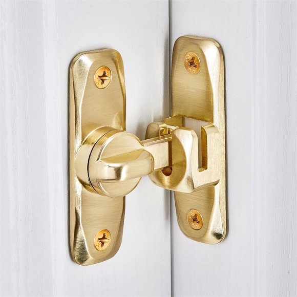 NOGIS Loquet de Porte de Grange, Loquets de Portail à 90/180 Degrés, Loquet de Porte à Angle Droit en Alliage de Zinc, Loquet à Fermoir pour Porte de Grange pour Porte Poussoir/glissante/porte de Grange (Or)