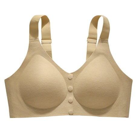 Xiaoxatg Women s Solid Color Lace Pattern Front Buckle Non Underwire Tank Top Bra Workout Sports Bra for Women