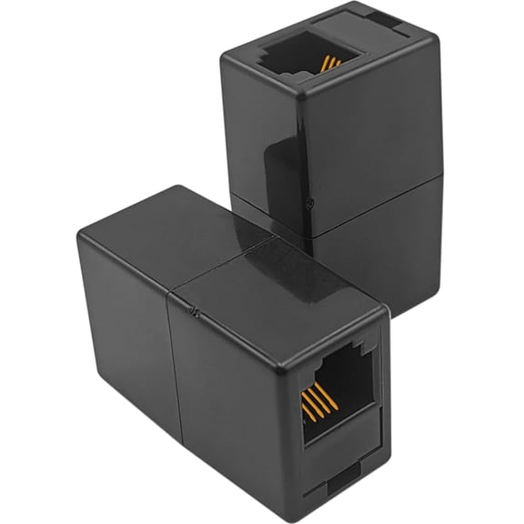 2Pack RJ11 Coupler Phone Line Connector Telephone Cord Adapter RJ11 6P4C Female to Female for Landline Phone and Fax