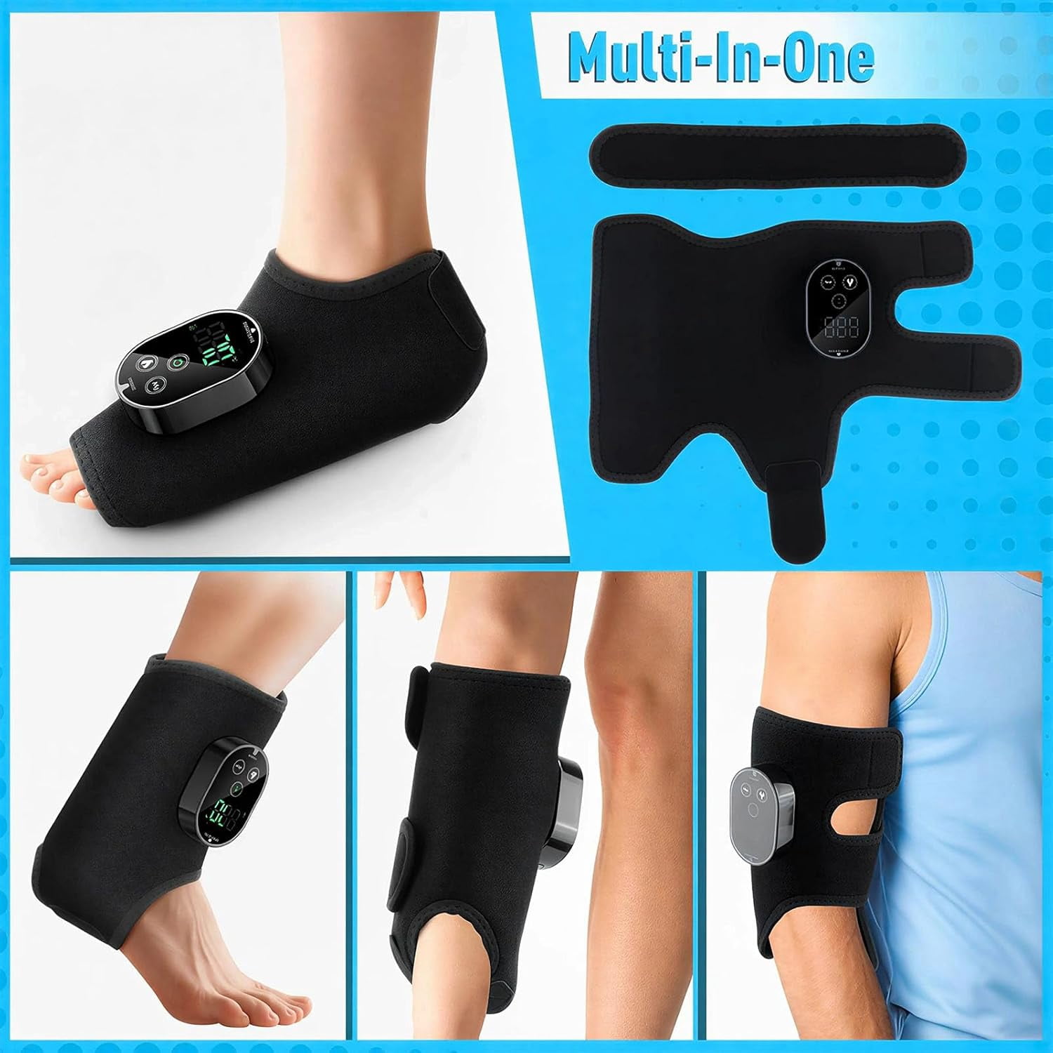 2026 Upgraded Cordless Foot Massager for Neuropathy, Heated & Vibrating Ankle Wrap with 6 Heat Levels & 3 Modes, 3000mAh Rechargeable Battery, Flexible Fit for Pain Relief & Circulation