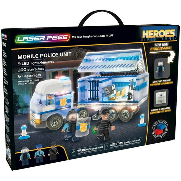 Laser Pegs Building Blocks Playset, Heroes Collection: Mobile Police Unit