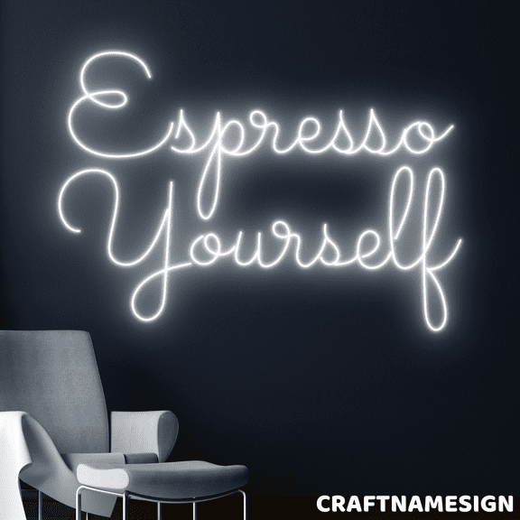 Craftnamesign Espresso Yourself Neon Sign, Coffee Spot Wall Art, Coffee Shop Decor