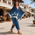 thumbnail image 4 of Xixirimido Cranes White Cherry Blossom Print Kaftan Dresses for Women Plus Size V-Neck Moo Moos Batwing Sleeve Caftan Beach Dress Bathing Suit Cover-Up Loungewear, 4 of 7