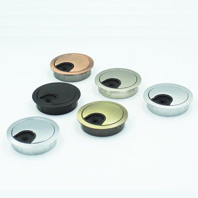 Caja de roscado de metal, orificio de enrutamiento de aleación de zinc de múltiples especificaciones, cubierta de orificio pasante de escritorio, cubierta de computadora redonda