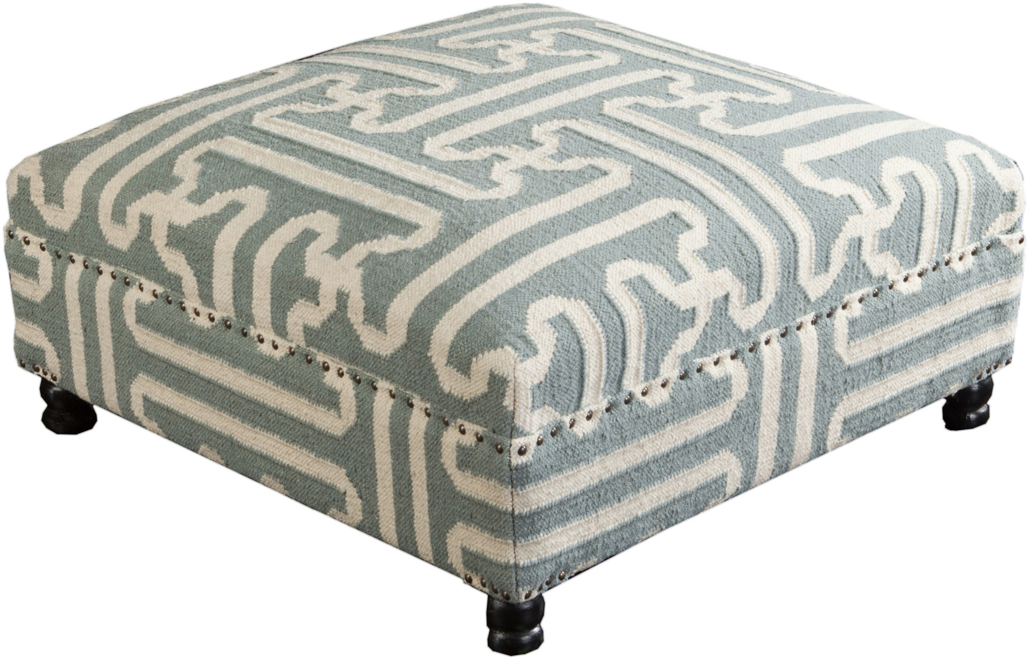 Surya Fl1002 Wool Upholstered Square Ottoman