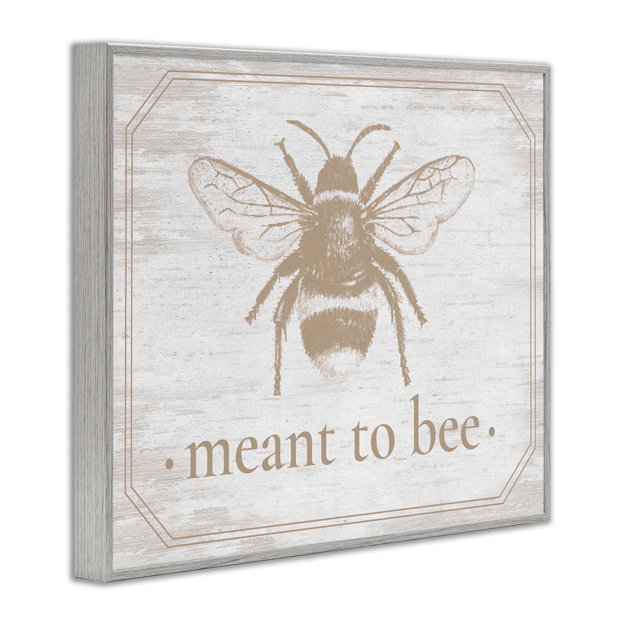 Meant To Bee Rustic Border Gray Framed Giclee Art, design by Lettered and Lined