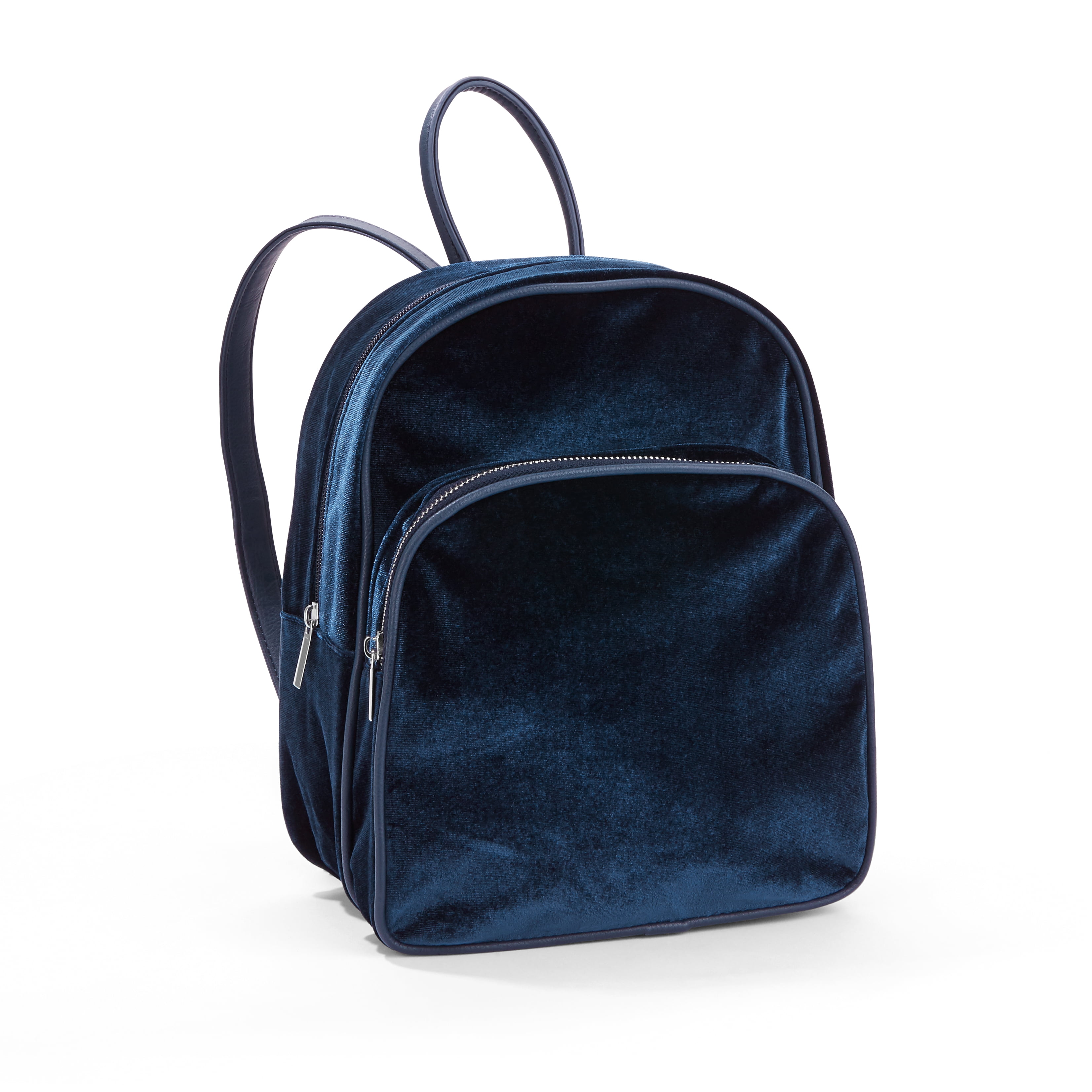 Navy Crushed Velvet Mini Backpack