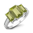 thumbnail image 2 of Mooneye 1.82 Ct Emerald Cut Peridot 925 Sterling Silver Three Stone Women Valentines Day Gifts Ring, 2 of 3