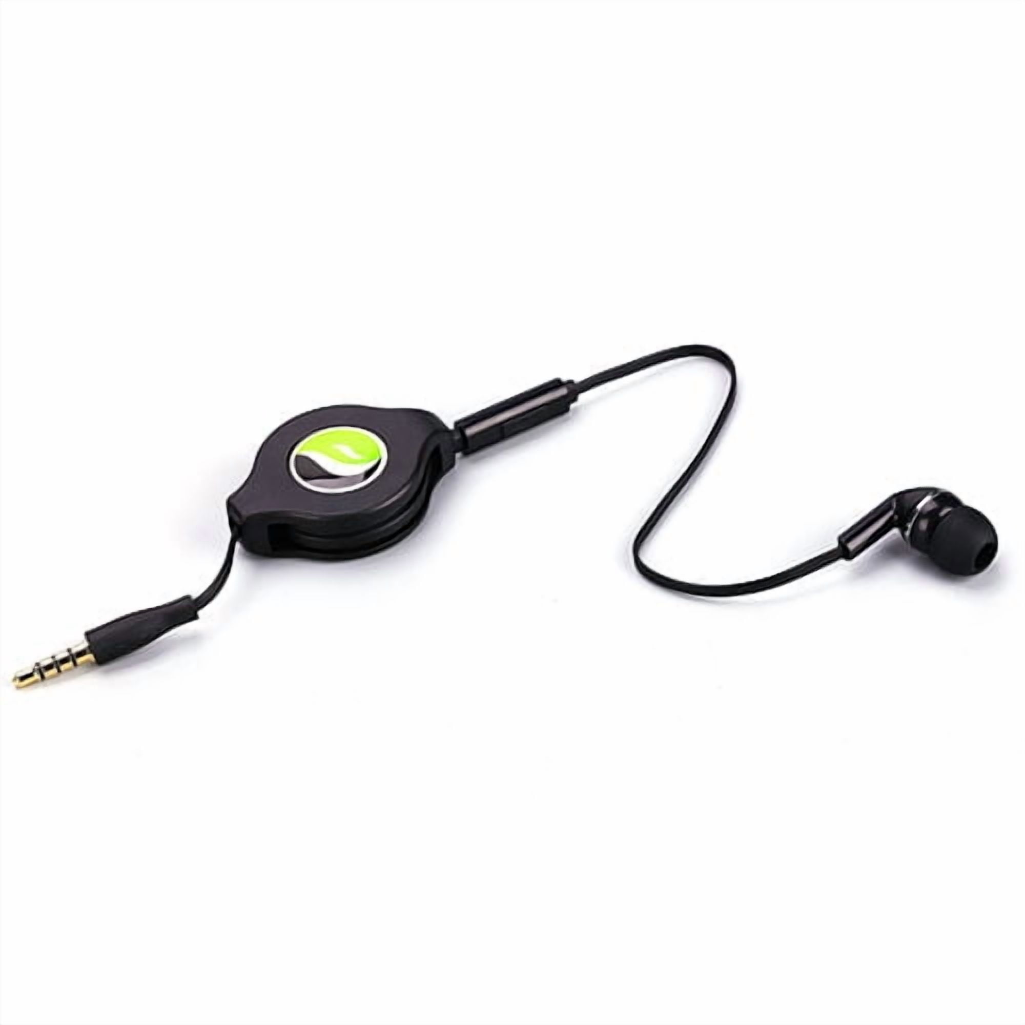 Retractable Mono Earphone for Motorola Moto Tab G62/Tab G70 - Headphone 3.5mm w Mic Headset Handsfree Earbud Earpiece Microphone