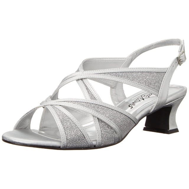Sandalia Easy Street Tristen para mujer, tacón plateado con purpurina, 4 cm