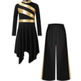 thumbnail image 2 of iiniim Girls Asymmetrical Lyrical Praise Dance Dress Liturgical Worship Church Robe with Palazzo Pants Set Black 10, 2 of 7