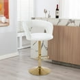 thumbnail image 3 of CQAOE Wide Bar Stool, Modern PU Leather Adjustable Swivel Counter Height Barstool with Hollow Back, Comfortable Upholstered Seat, Ideal for Kitchen, Dining, and Home Bars (Pearl White, Gold Base), 3 of 9