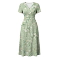 thumbnail image 6 of Floral Dress for Women Summer Casual Wrap V Neck Short Sleeve Sundress A-Line Beach Vacation Dresses 2026, 6 of 7