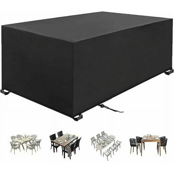 Funda para mesa de exterior, protección multicapa, tela Oxford 420D, resistente a la intemperie, diseño a prueba de viento, anti-UV, duradera, liviana, resistente a la corrosión, respetuosa con el