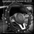 thumbnail image 2 of Funda de volante de cristal de 38 cm, funda de volante universal con diamantes, funda de volante de terciopelo, fundas antideslizantes para volante de coche, color negro, 2 of 4