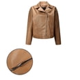 thumbnail image 5 of Gytharion Women's Plus Size Faux Leather Biker Jackets Zip Front Turn Down Collar Faux Leather Jackets Long Sleeve Cropped Moto Jackets with Pockets, 5 of 7
