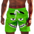 thumbnail image 4 of Fiaer Men's Beach Shorts Funny 3D Expression Graphic Summer Swim Trunks Novelty Beachwear Sports Vacation Shorts with Pockets Green S, 4 of 4