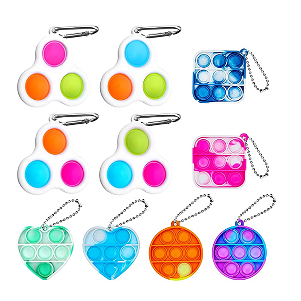 5 Pcs Simple Dimple Fidget Popper Toys Mini Pop It Bubble Special Needs Stress Relief Hand Toys with Buckle Ring Popping Fidget Educational Toy Kids Adults 