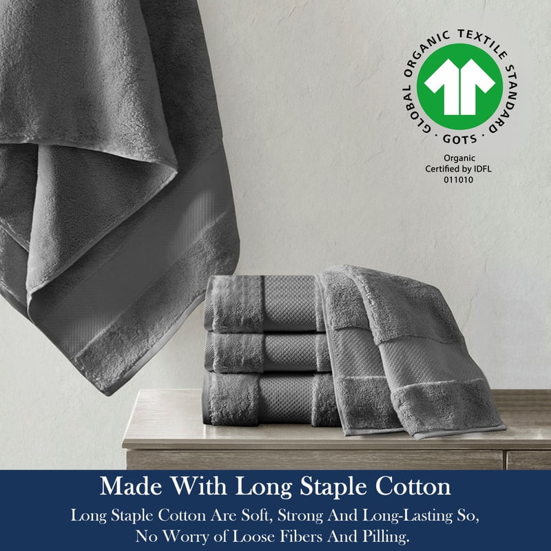Delara Organic Cotton Bath Towel Pack of 4, GOTS & OEKO-TEX Certified, Premium Hotel Quality Towels, 650 GSM, Soft, Quick Dry & Ultra-Absorbent