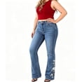 thumbnail image 2 of QERINTE Womens Plus Size Bootcut Jeans High Waisted Stretchy Flare Jean Embroidery Denim Casual, 2 of 7