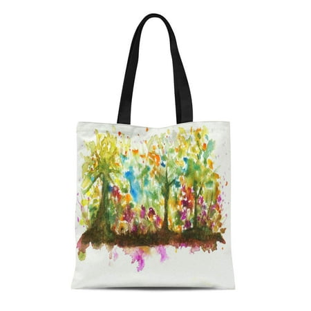 ASHLEIGH Canvas Tote Bag Canvas Watercolor Abstract Landscape Trees Painting Nature Seasons Reusable Handbag Shoulder Grocery Shopping