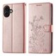 thumbnail image 1 of For iPhone 17 Wallet Case Butterfly Floral Imprint PU Leather Phone Cover with Wrist Strap - Rose Go, 1 of 5