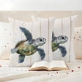 thumbnail image 3 of Teal Coastal Outdoor Waterproof Pillow Covers, Sea Turtle Nautical Beach Ocean Vintage Decorative Square Throw Pillowcase Sofa Cushion Sham for Patio/Couch/Chair, 26"x26" 2 Pack, 3 of 8