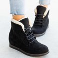 thumbnail image 6 of YUNAFFT Women's Boot Clearance, Autumn Winter Women Plus Size Casual Flat Short Cross Tied Plus Velvet Boots, 6 of 6