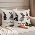 thumbnail image 2 of Rabbit Pillow Covers 2 Pack Floral Plaid Bunny Pillowcase Waterproof Outdoor Throw Pillow Cover for Patio Garden Square Cushion 18”x18”, 2 of 9
