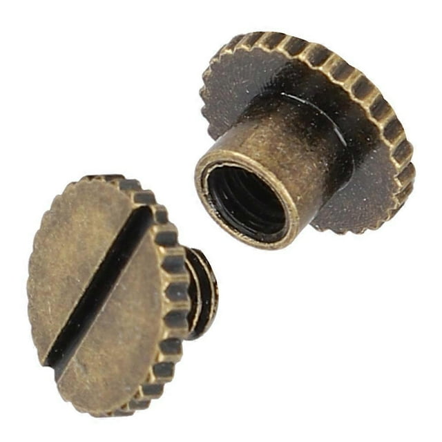30 Set Book Rivets Knurling Flat Brass Leather Binding Button Tack 9.5x6mm Nail 4mm Screw(Bronze )
