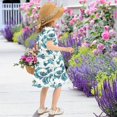 thumbnail image 5 of FORMRS Girls Short Sleeve Dress Summer Casual Round Neck A-line Beach Sundress, Sizes 2T-8T, Green Ocean Waves Pattern, 5 of 8