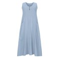 thumbnail image 4 of Diufon Cotton Linen Dresses for Women V Neck Sleeveless Dresses Solid Color Button Long Dress with Pockets, 4 of 4