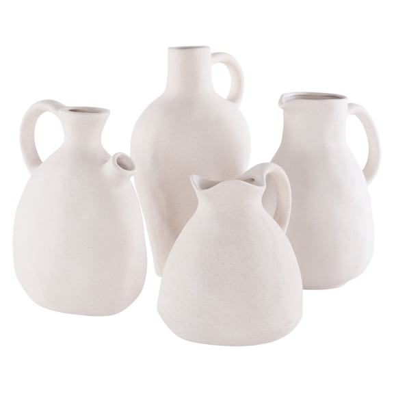 SAFAVIEH Misa Solid Ceramic Vase with Handle, Set of 4, Beige